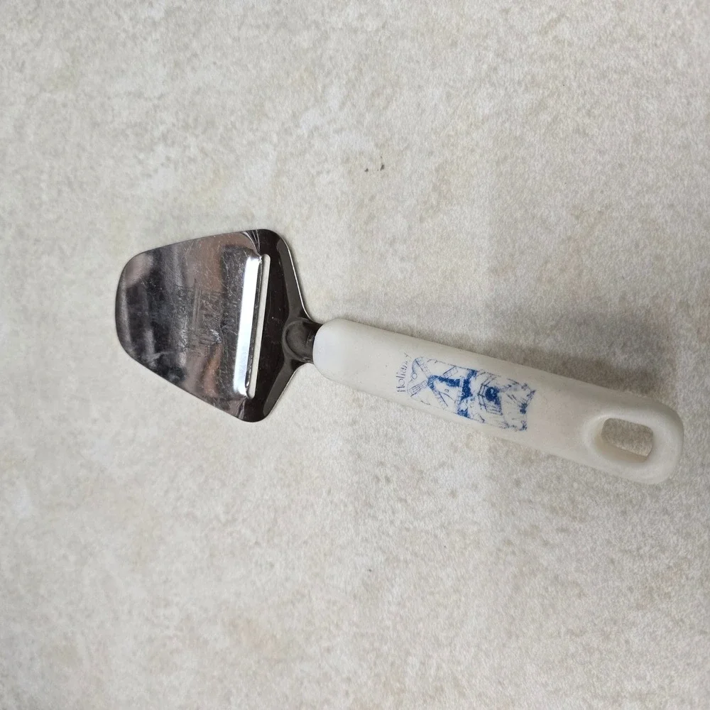 Vintage Holland Edam Cheese Slicer Plane‎ Stainless Steel Windmill Handle White